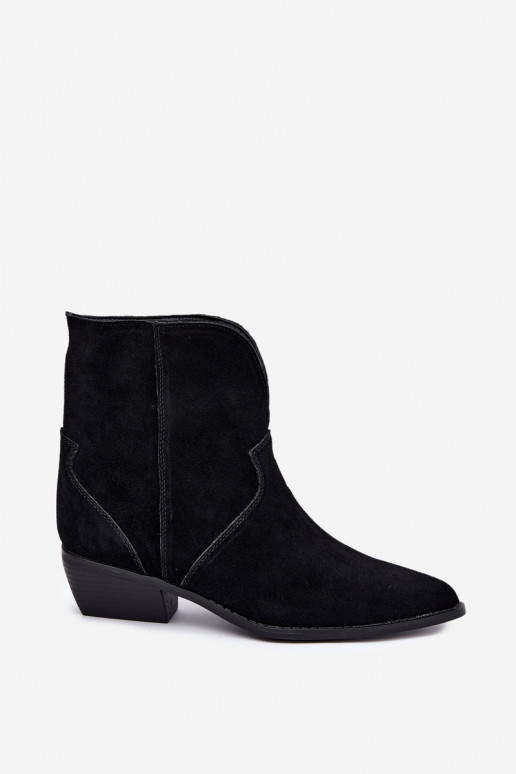 cowboy-stijl enkellaarsjes met hakken in zwart suede Norelle