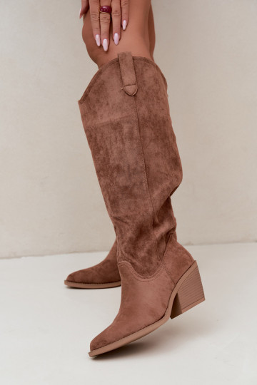 slouchy lange laarzen instappers in bruin Sylvie 2