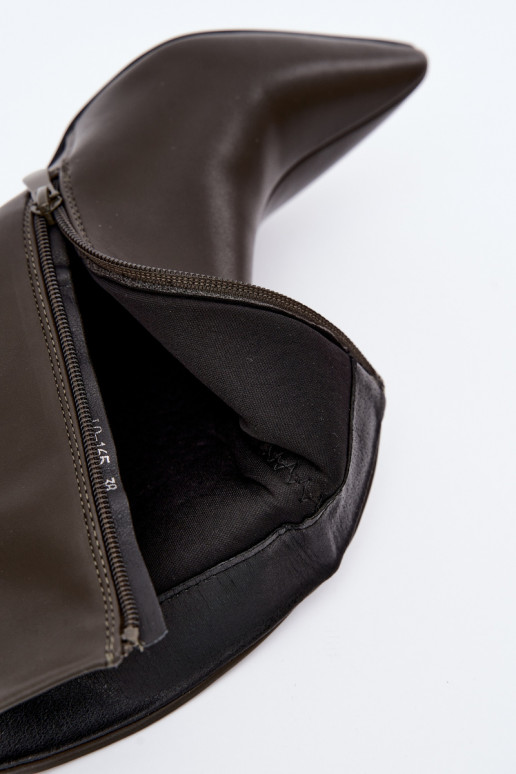 dames enkellaarsjes met hakken van faux leather in khaki kleur Celisse