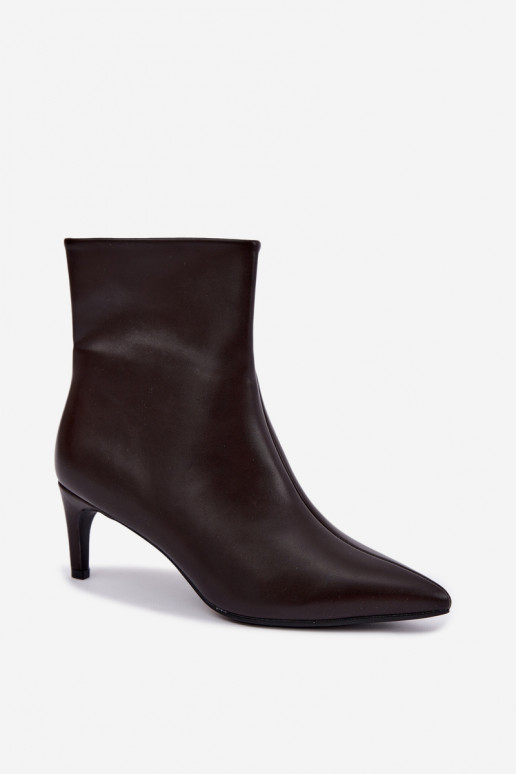 dames enkellaarsjes met hakken van faux leather in CzekoladoĮe Celisse