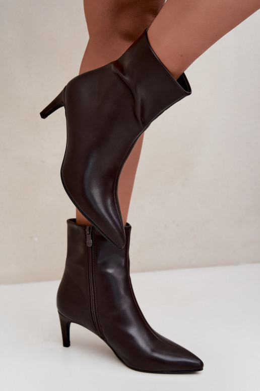 dames enkellaarsjes met hakken van faux leather in CzekoladoĮe Celisse