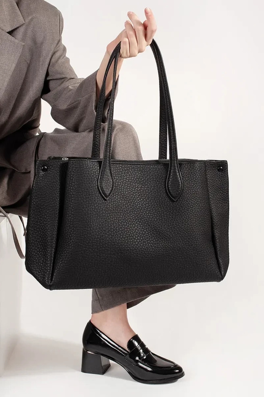 Zwarte faux leren handtas