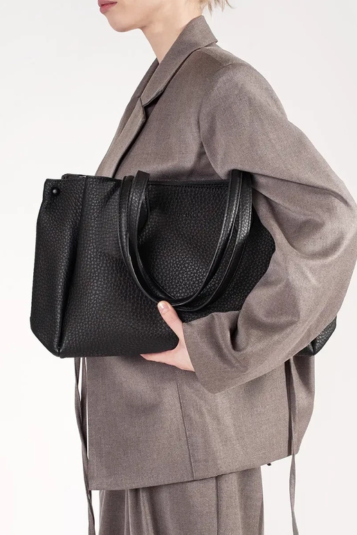 Zwarte faux leren handtas