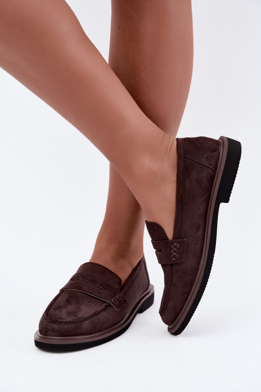 Dames mocassins van suede in chocolade kleur Vinceza 62335