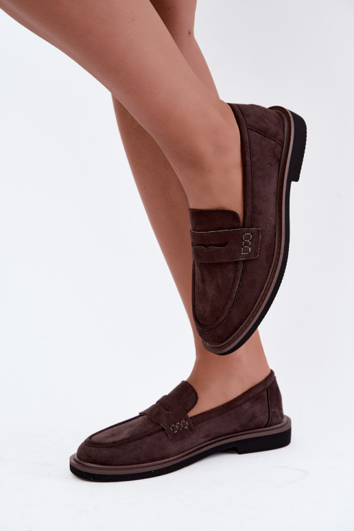 Dames mocassins van suede in chocolade kleur Vinceza 62335