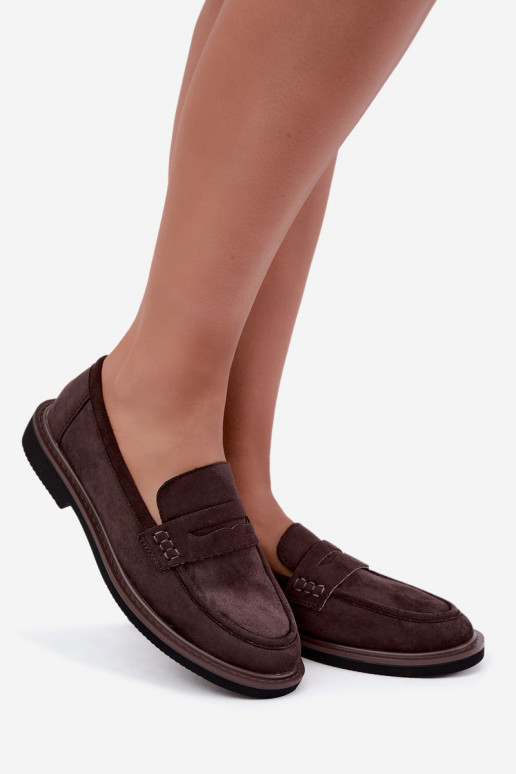 Dames mocassins van suede in chocolade kleur Vinceza 62335