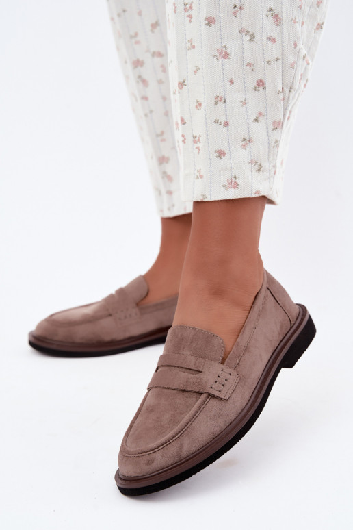 Dames mocassins van suede in zandkleur Vinceza 62335
