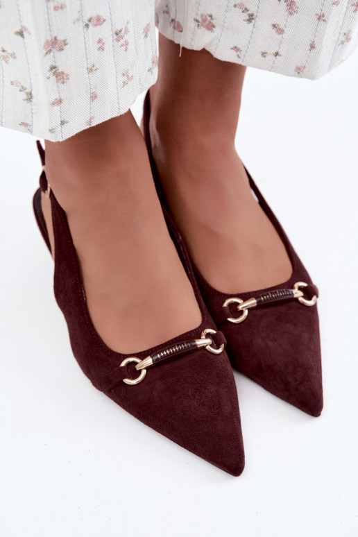 Hakken met open hiel op lage hak in bordeaux kleur Caylo