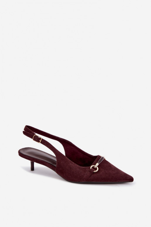 Hakken met open hiel op lage hak in bordeaux kleur Caylo