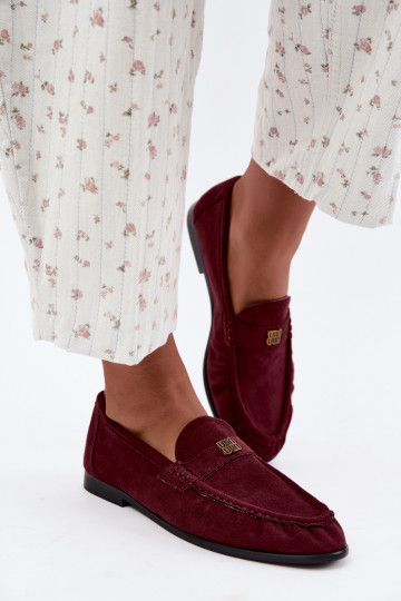 Dames mocassins met rimpels en decoratieve details in bordeauxkleur Kairo