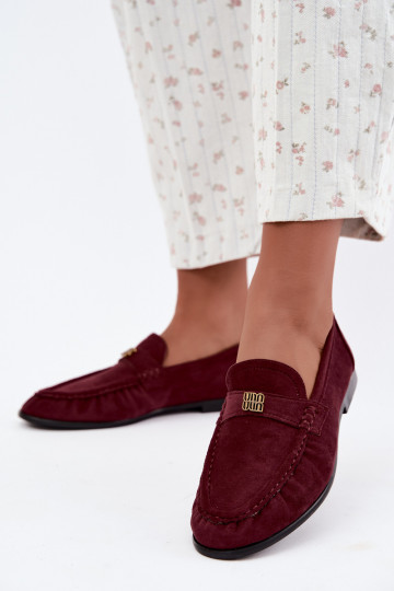 Dames mocassins met rimpels en decoratieve details in bordeauxkleur Kairo 2