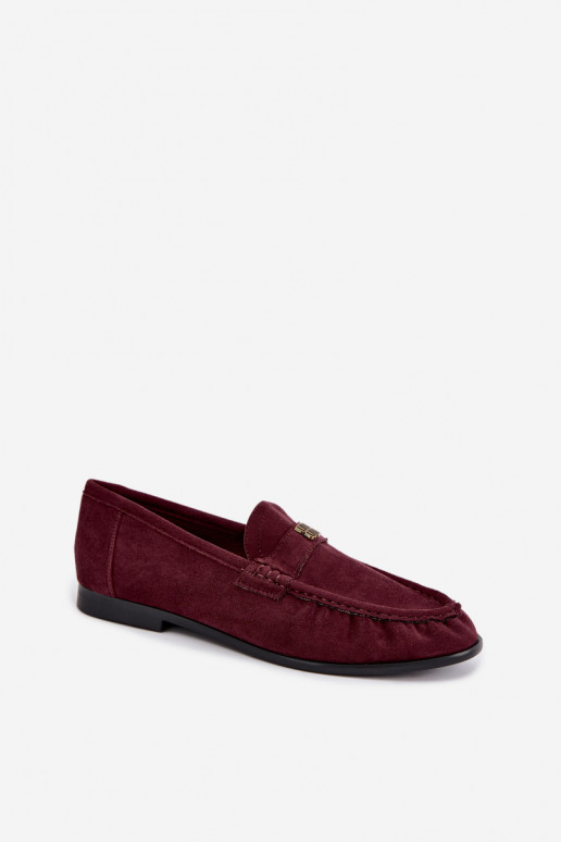 Dames mocassins met rimpels en decoratieve details in bordeauxkleur Kairo