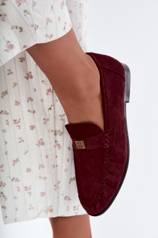 Dames mocassins met rimpels en decoratieve details in bordeauxkleur Kairo