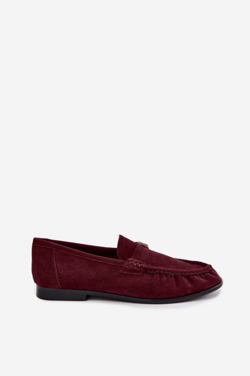 Dames mocassins met rimpels en decoratieve details in bordeauxkleur Kairo
