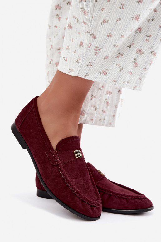 Dames mocassins met rimpels en decoratieve details in bordeauxkleur Kairo