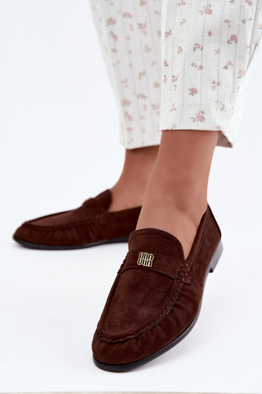Dames mocassins met rimpels en decoratieve details in chocoladekleur Kairo
