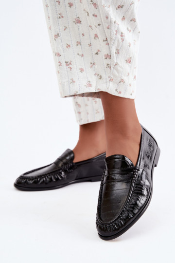 Lakken dames mocassins met rimpels in zwarte kleur Dulcy 2