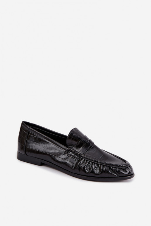 Lakken dames mocassins met rimpels in zwarte kleur Dulcy