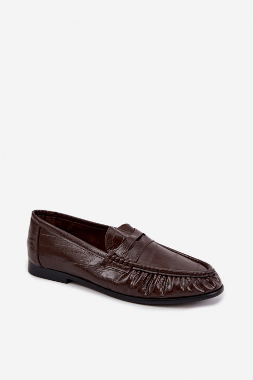 Lakken dames mocassins met rimpels in bruine kleur Dulcy