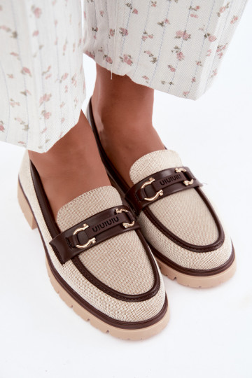 Dames mocassins met chique details in zand- en bruine kleur Brika
