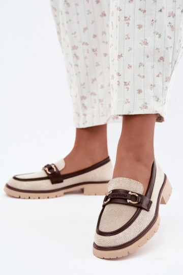 Dames mocassins met chique details in zand- en bruine kleur Brika 2