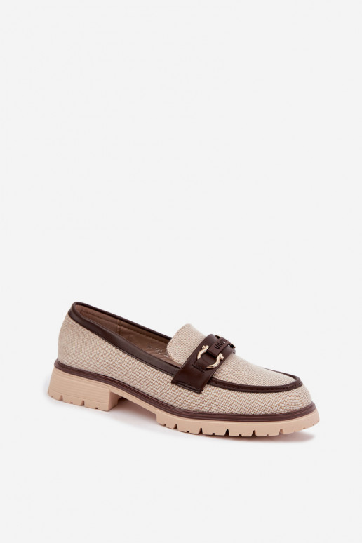 Dames mocassins met chique details in zand- en bruine kleur Brika