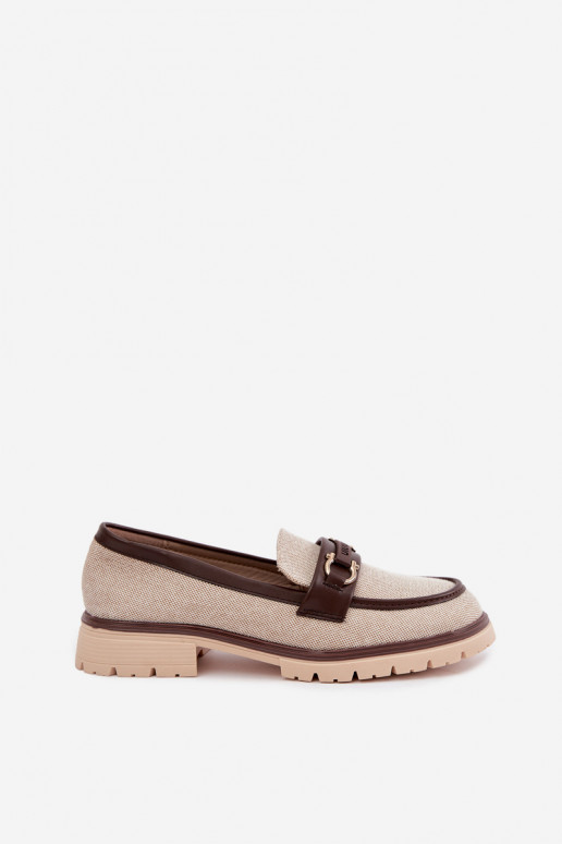 Dames mocassins met chique details in zand- en bruine kleur Brika