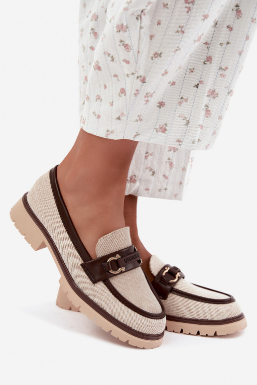 Dames mocassins met chique details in zand- en bruine kleur Brika