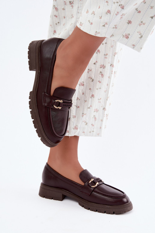 Dames mocassins met chique details in bordeauxkleur Brika