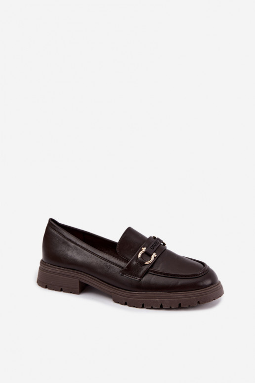 Dames mocassins met chique details in chocoladekleur Brika