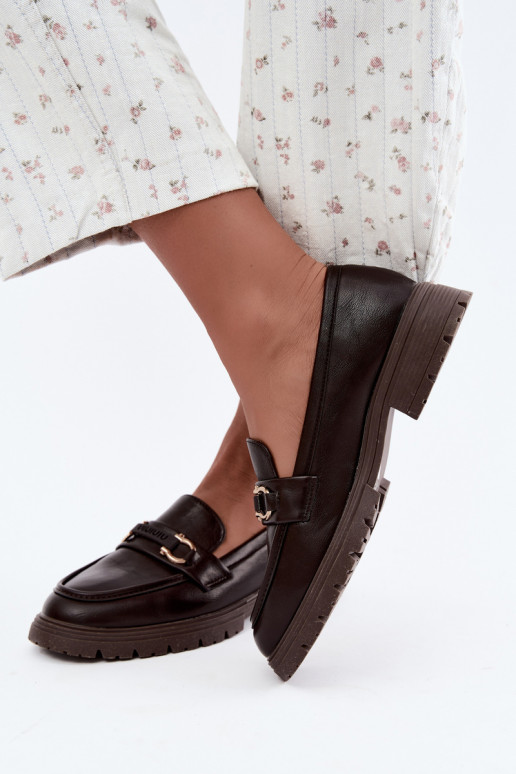 Dames mocassins met chique details in chocoladekleur Brika