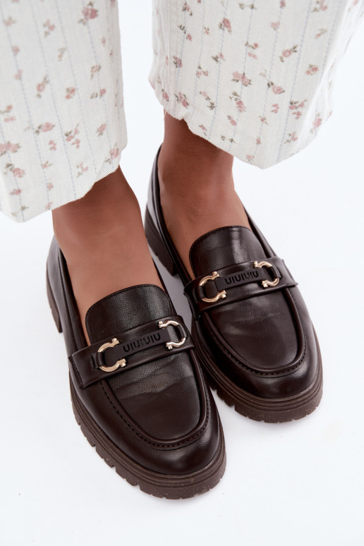Dames mocassins met chique details in chocoladekleur Brika