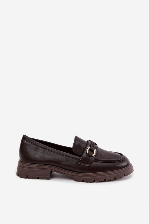 Dames mocassins met chique details in chocoladekleur Brika