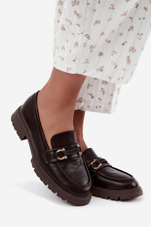 Dames mocassins met chique details in chocoladekleur Brika