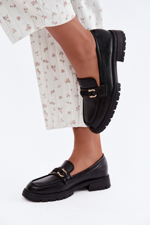 Dames mocassins met chique details in zwarte kleur Brika