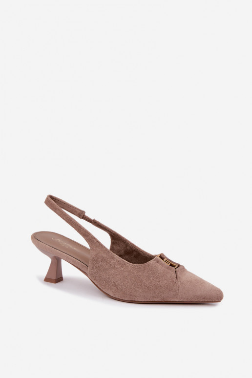 Hakken sandalen met open hak en decoratieve details in zandkleur Gilly