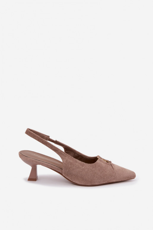Hakken sandalen met open hak en decoratieve details in zandkleur Gilly