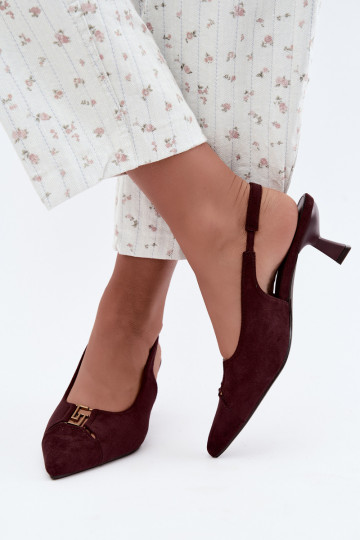 Hakken sandalen met open hak en decoratieve details in bordeauxkleur Gilly 2