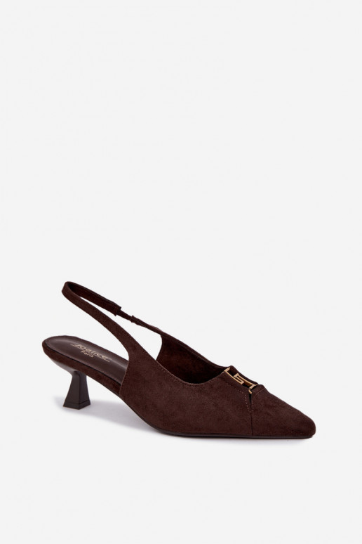Hakken sandalen met open hak en decoratieve details in chocoladekleur Gilly