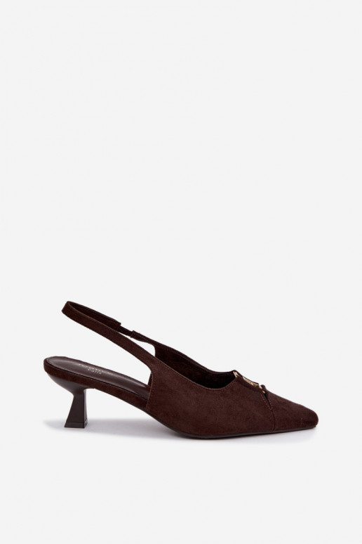 Hakken sandalen met open hak en decoratieve details in chocoladekleur Gilly