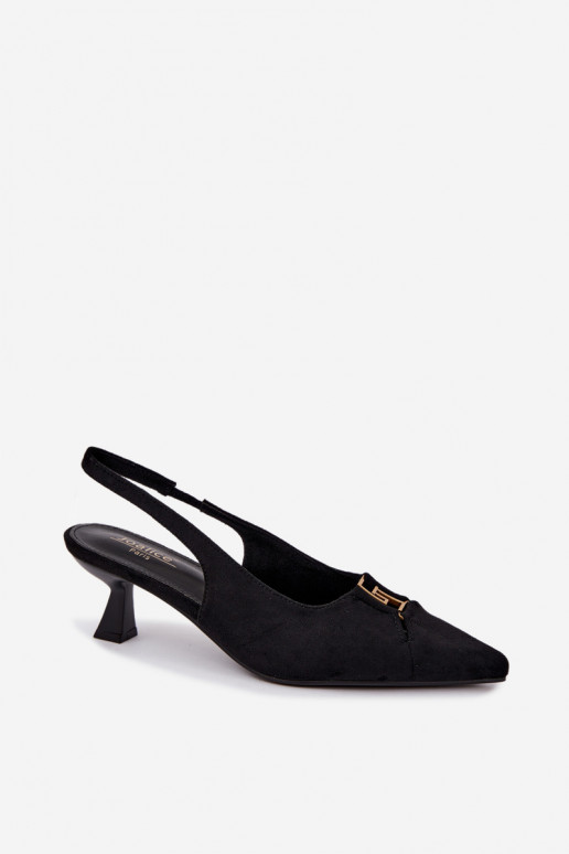 Hakken sandalen met open hak en decoratieve details in zwarte kleur Gilly