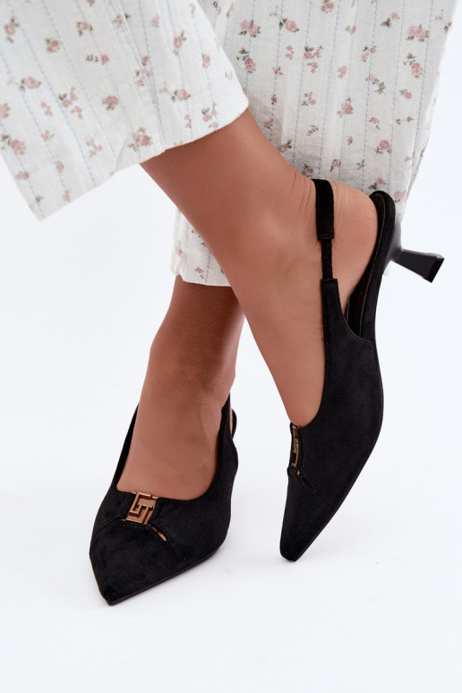 Hakken sandalen met open hak en decoratieve details in zwarte kleur Gilly