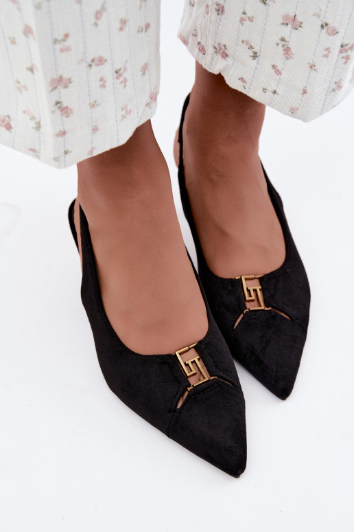 Hakken sandalen met open hak en decoratieve details in zwarte kleur Gilly