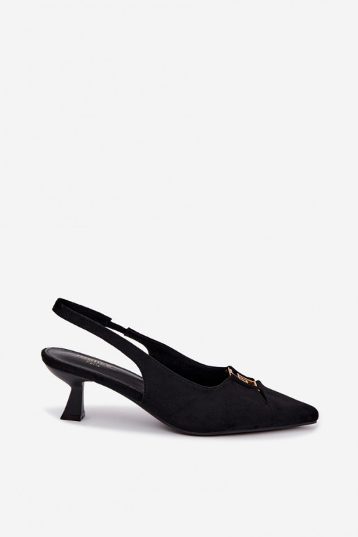 Hakken sandalen met open hak en decoratieve details in zwarte kleur Gilly