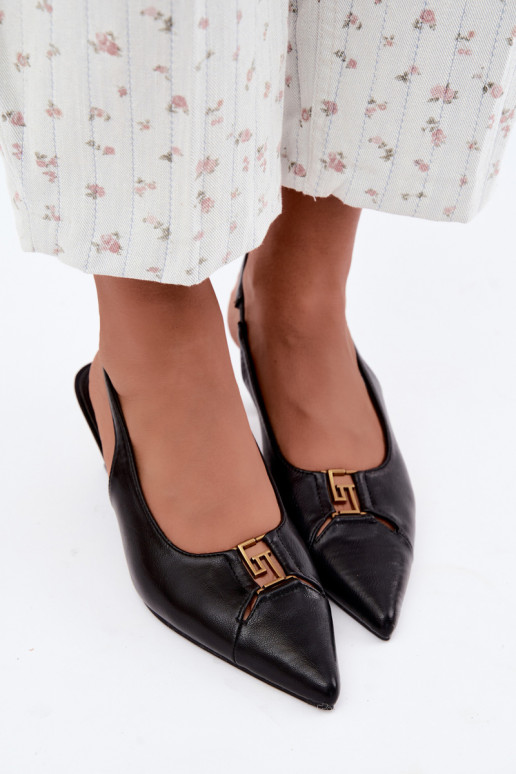 Hakken sandalen met open hak en decoratieve details in zwart faux leer Gilly