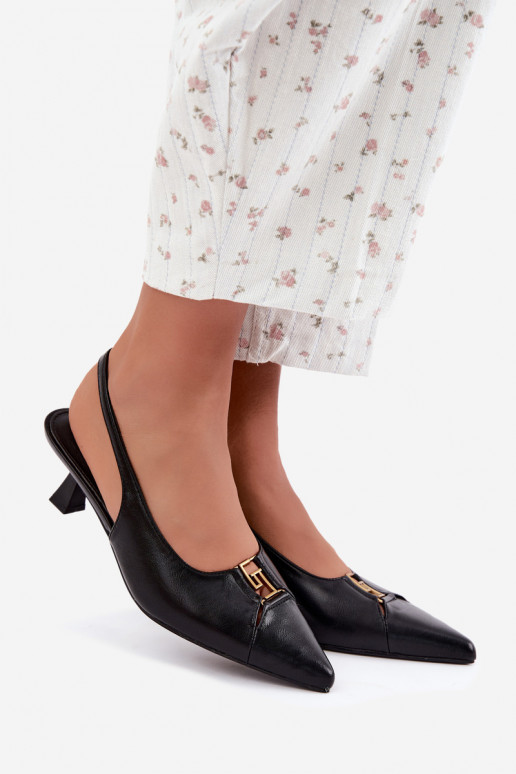 Hakken sandalen met open hak en decoratieve details in zwart faux leer Gilly