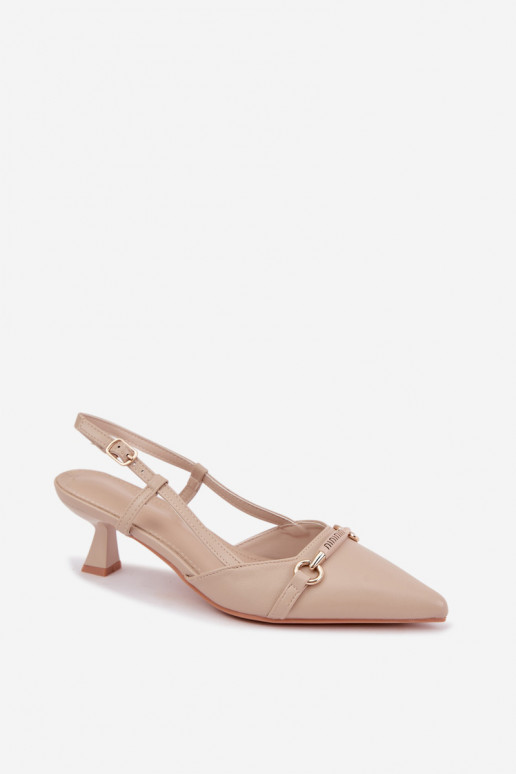Dames hakken sandalen met spitse neuzen in zandkleur Felessa