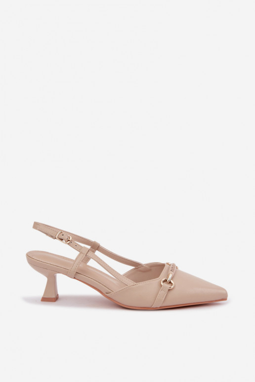 Dames hakken sandalen met spitse neuzen in zandkleur Felessa