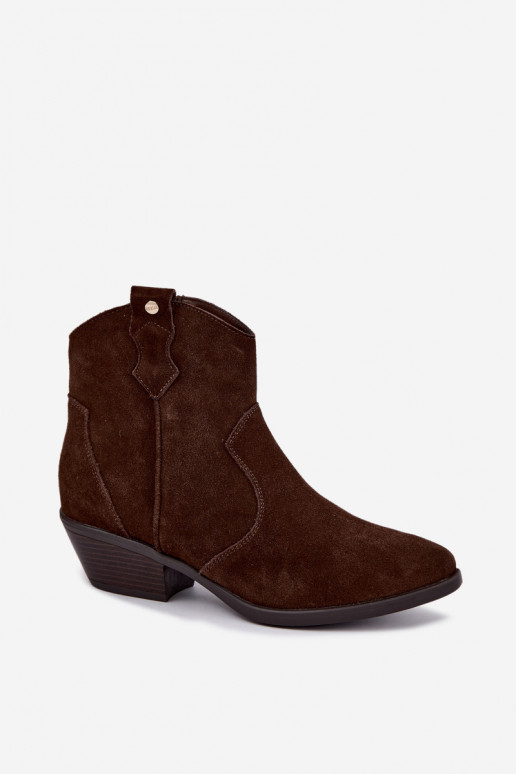 Big Star chocoladebruine cowboy-stijl enkellaarsjes met hakken