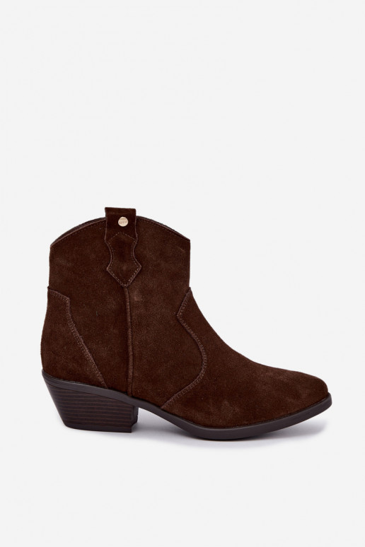 Big Star chocoladebruine cowboy-stijl enkellaarsjes met hakken